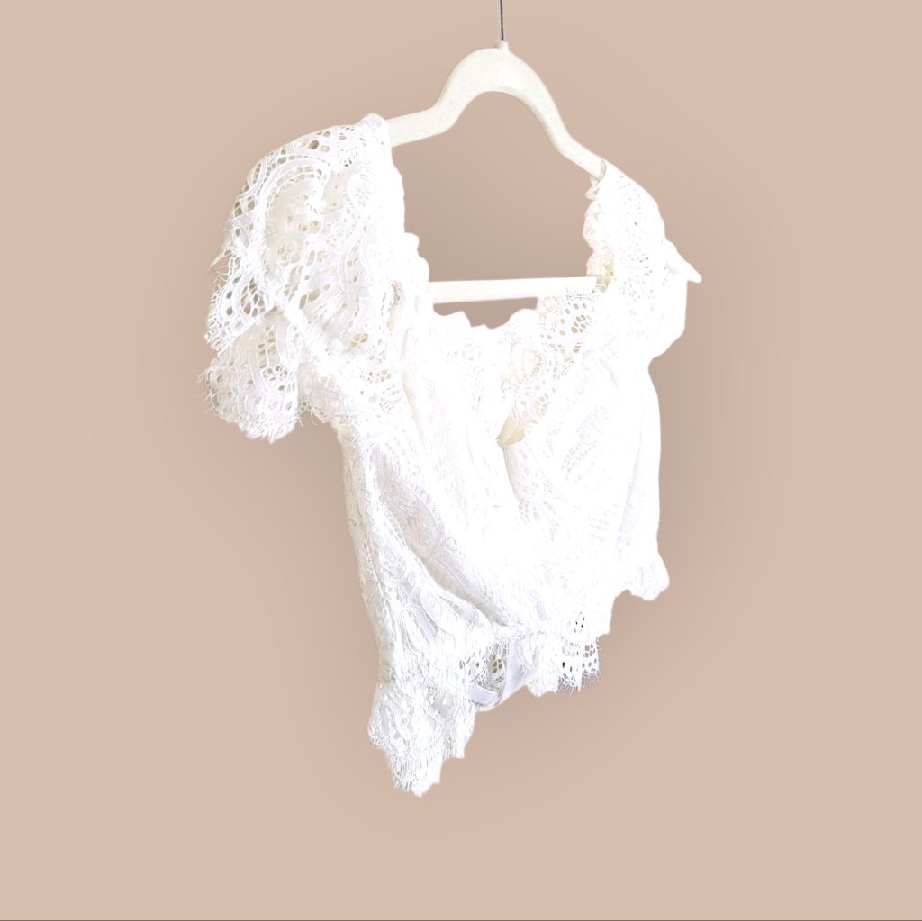Nwt Leau White Eyelash Lace Bustier Corset Crop Top Small New — image 3 of 8